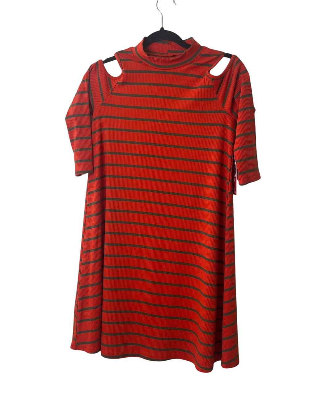 Hot Kiss Striped Cold-Shoulder Midi Dress Sz M